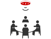 picto-advanced-sensor pictogramme avec 4 personnes autour d'une table et le capteur de présence